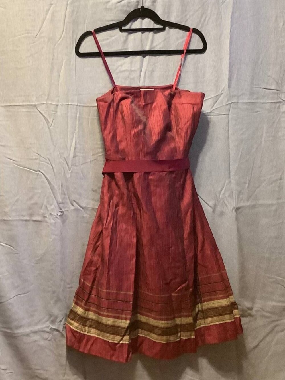 LOFT Metallic Linen Blend Strapless Dress